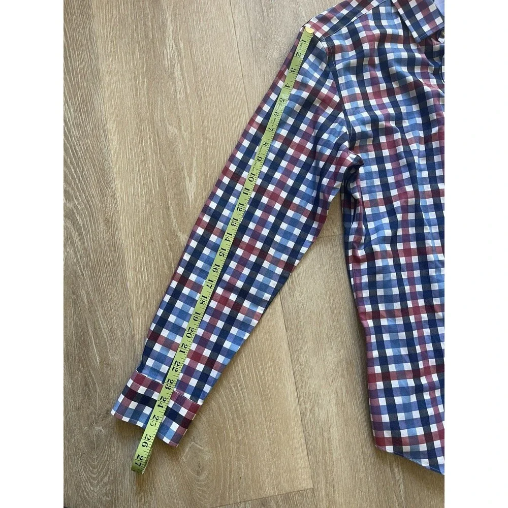 Banana Republic Grant Fit Plaid Button Down Shirt Men’s M Red Navy Cotton